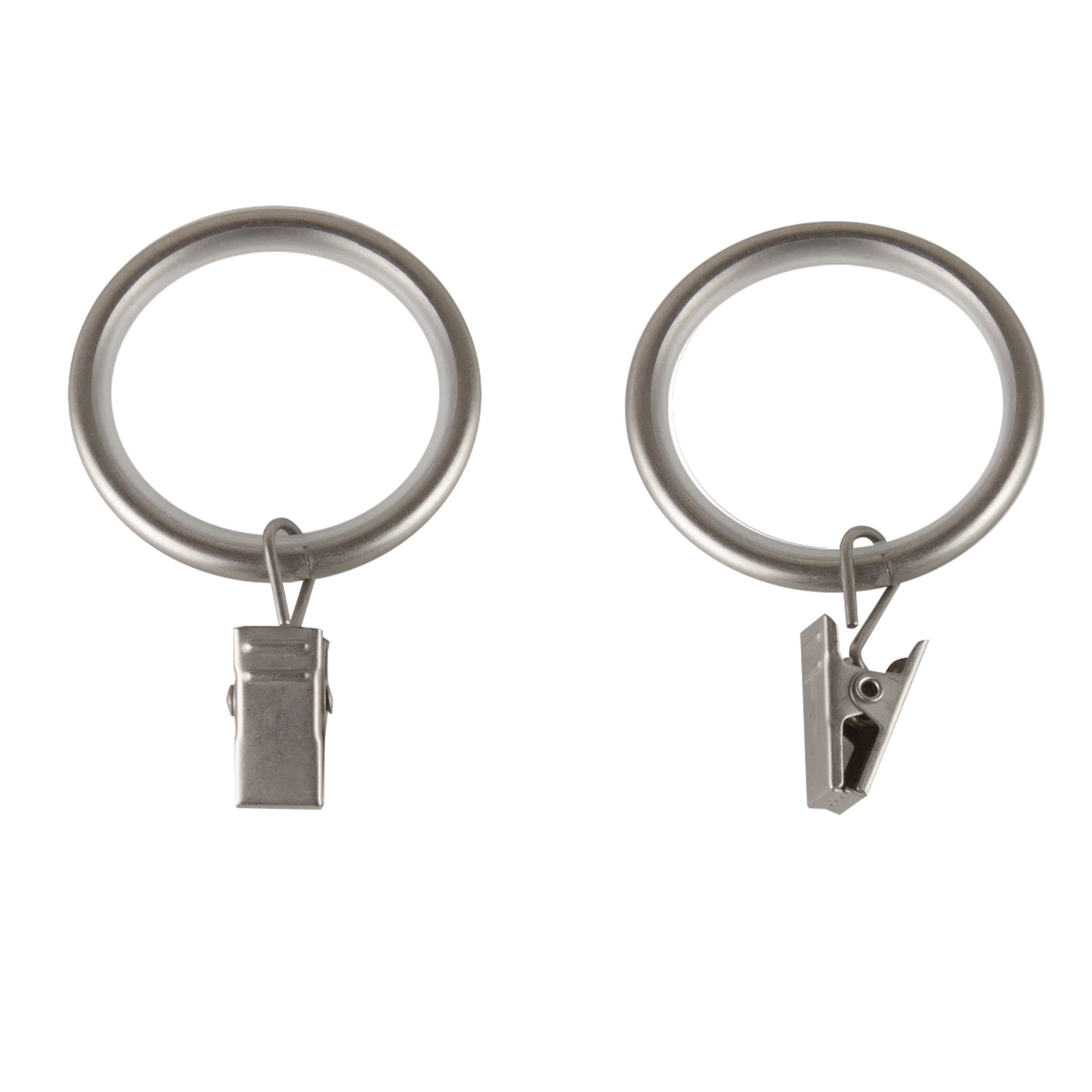 PlusCasa Noise-Canceling 1-1/4 inch Satin Nickel Curtain Rings with Clips (10 Count)
