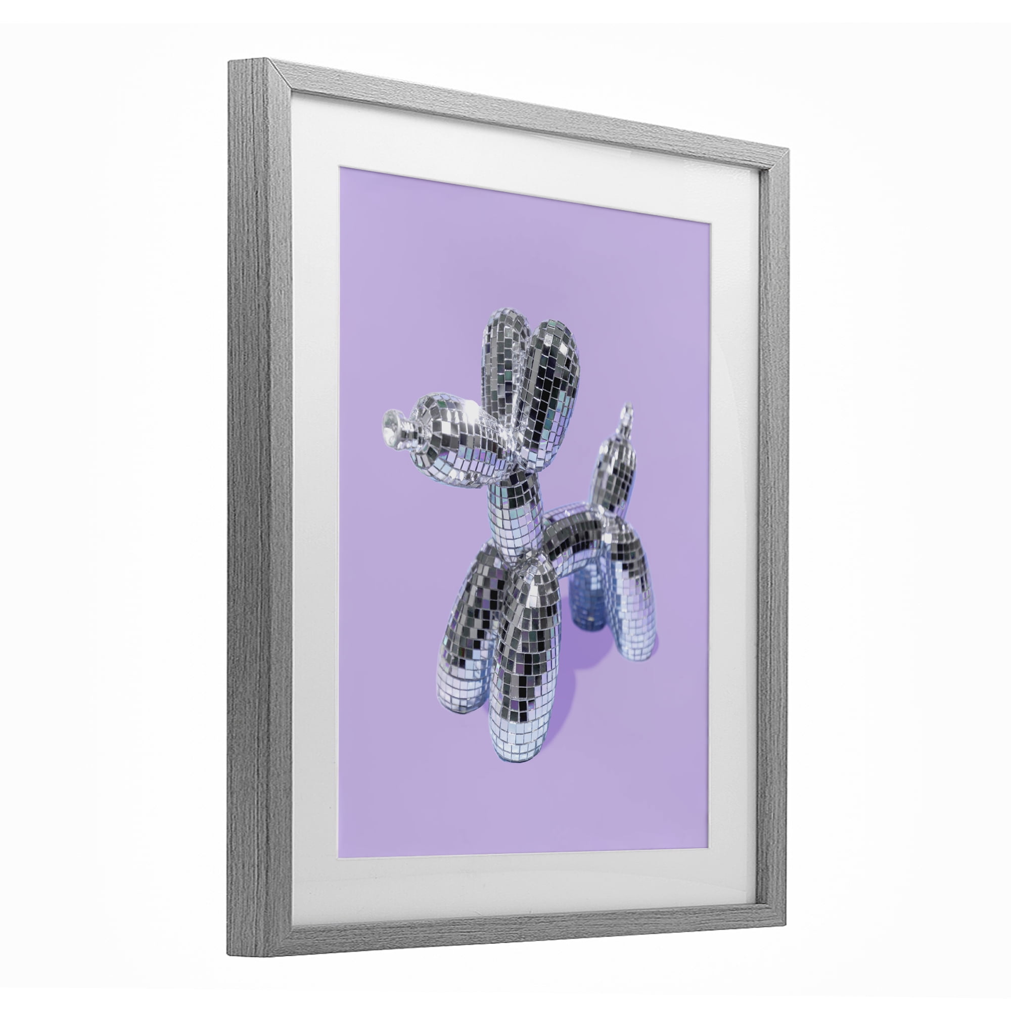 Stupell Industries Disco Balloon Animal on Lilac Gray Framed Print Under Glass, design by LISH Creative