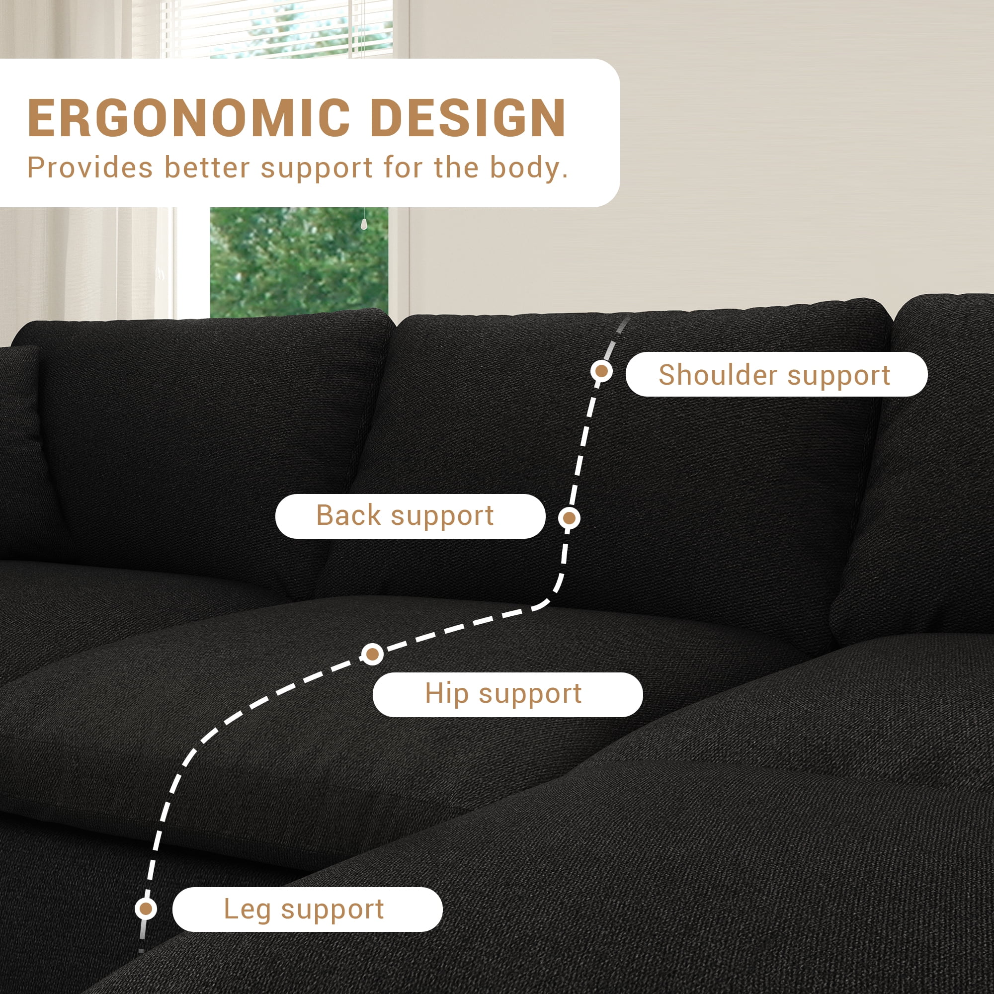 Gtilzria Cloud Modular Sectioanl Sofa Couch, Comfy Modern Sectioanl Cloud Couch Modular Down Filled Sofa with Ottoman for Living Room Apartment Office, Black