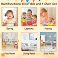 thumbnail image 4 of 3 Piece Kiddy Table& Chair Set , Kids Wood Table with 2 Chairs Set, Activity Play Table with Cartoon Animals Chairs for Home, Nursery, Kindergarten, Lion&Monkey, 4 of 7