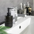 thumbnail image 3 of ABCISI Soap Dispenser, Cylindrical Lotion Dispenser with Matte Black Pump, 12oz Ceramic Relief Hand Dish Soap Dispenser, Refillable Liquid Dispenser for Kitchen Bathroom (Relief Black), 3 of 12