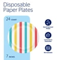 thumbnail image 4 of Way to Celebrate Outdoor Fun Lunch Paper Plates, 7", Multicolor Stripes, 24 Count, 4 of 5