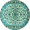 thumbnail image 1 of Ahgly Company Machine Washable Indoor Round Medallion Turquoise Blue Traditional Area Rugs, 3' Round, 1 of 1
