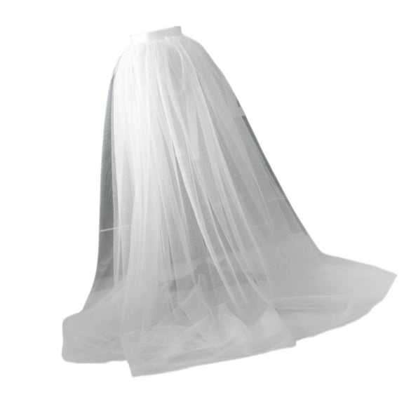 Women Tie Waist Flowing Long Tulle Skirt See Through Mesh Tutus Detachable Long Overskirt for Formal Prom Wedding Party