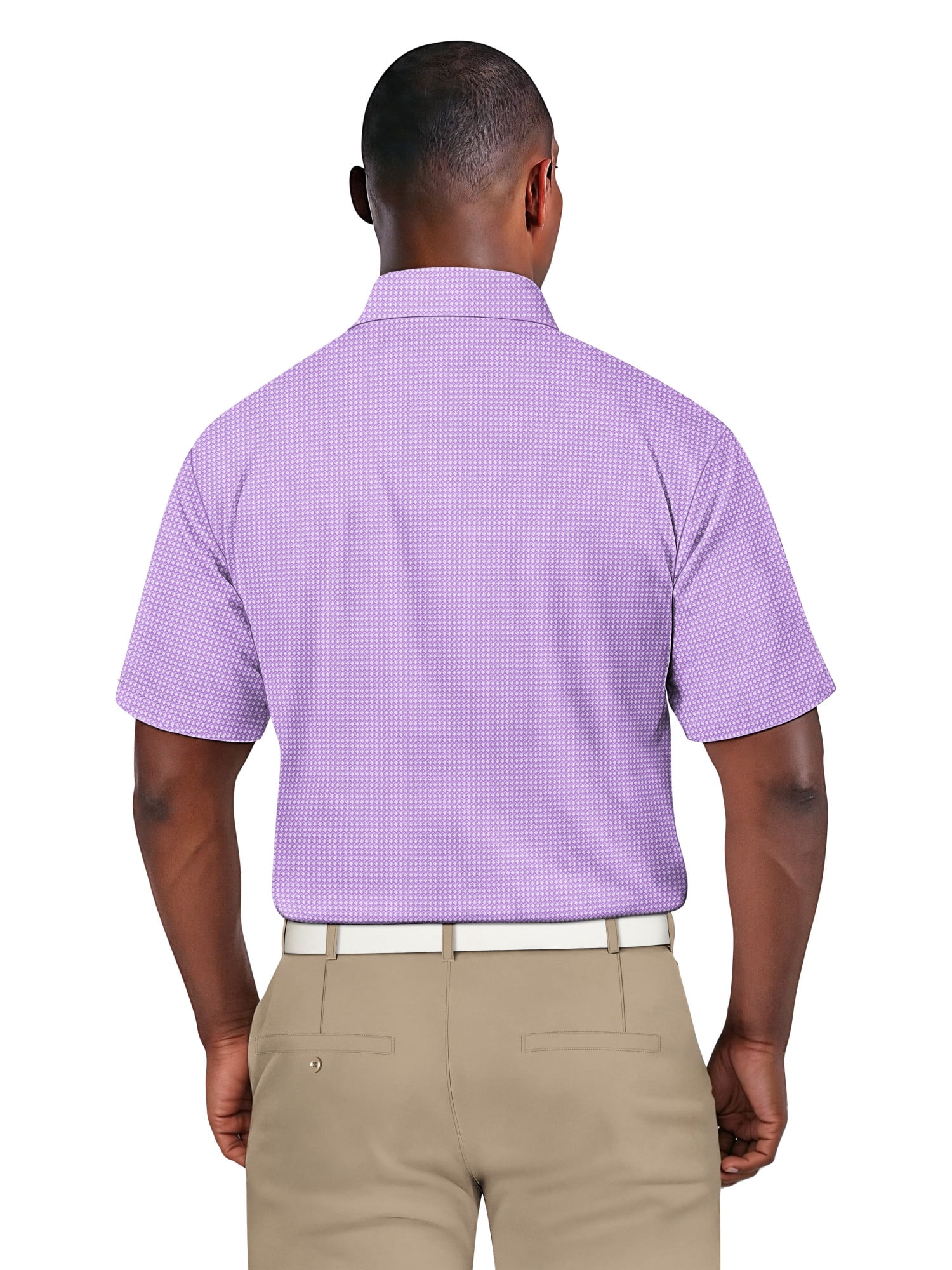 Ben Hogan Men's & Big Men's Performance Eco Mini Geo Jacquard Short Sleeve Polo Shirt, up to 5XL