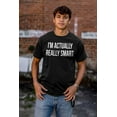 thumbnail image 4 of Actually Really Smart Irony Funny Plus Size Crewneck Graphic Tee Shirt Brisco Brands 2X, 4 of 5