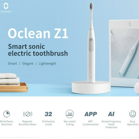 Xiaomi Oclean Z1 Electric Toothbrush, Smart Sonic Toothbrush, 3-segment LED Display, 32 Intensity Levels, Blind Zones Detection, App Control, Toothbrushes for Home Family Friend Travel (Best Tooth Brushing App)