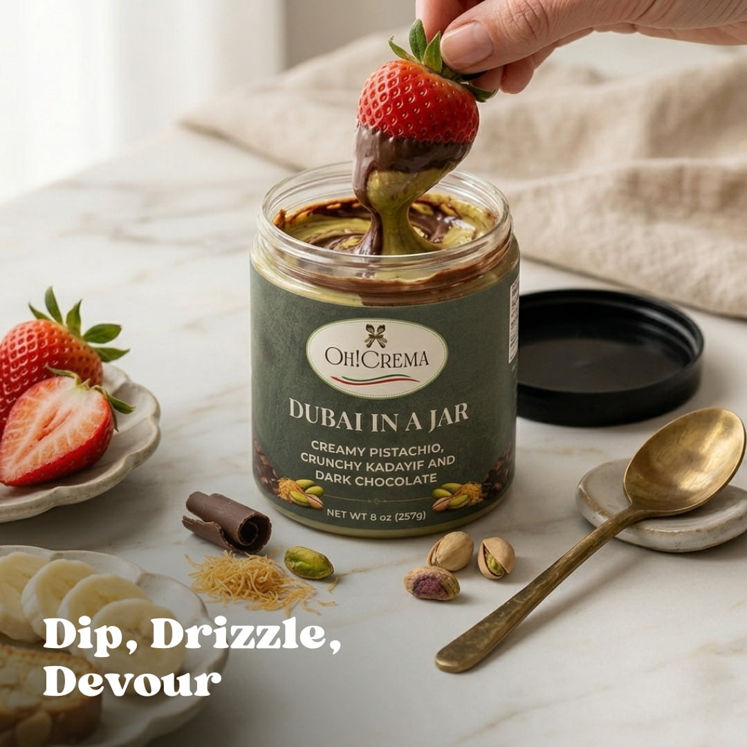 Oh! Crema Dubai in a Jar – Handcrafted - Creamy Pistachio with Kadayıf & Dark Chocolate