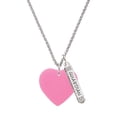 thumbnail image 1 of Delight Jewelry Acrylic 1" Hot Pink Heart Silvertone Guardian Angel Bar Charm Necklace, 23", 1 of 4