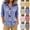Blue, variant on Womens Gingham Plaid Shirt Cotton Blend Long Sleeve Casual Relaxed Fit Blouse S-XXXXL