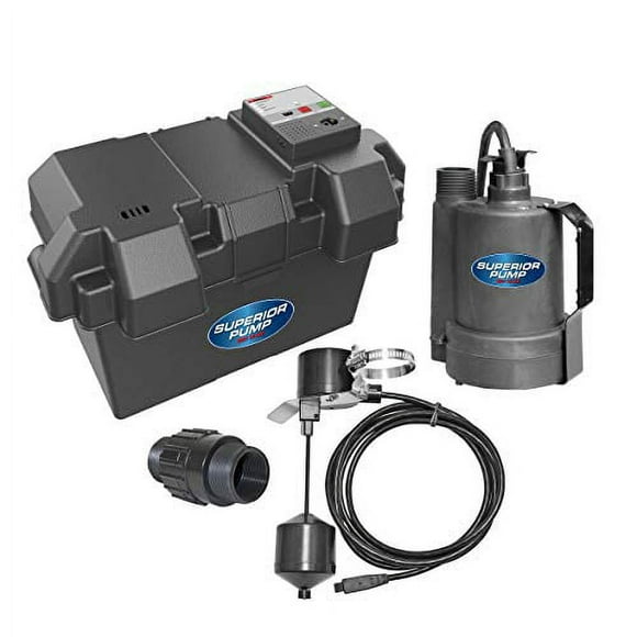 Superior Pump 92910 12V Battery Back Up Submersible Sump Pump With Vertical Switch
