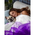 thumbnail image 3 of Purple Twim Size Flat Sheet, Wrinkleproof & Fadeproof Cooling Flat Bed Sheet Only, Boho Modern Floral Abstract Ombre Leaf White Breathable Soft Bedding Top Sheets 66 x 96 Inches, 3 of 8