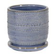 thumbnail image 1 of CERAMIC 5" TEXTURED PLANTER W/ SAUCER, BLUE, 1 of 3