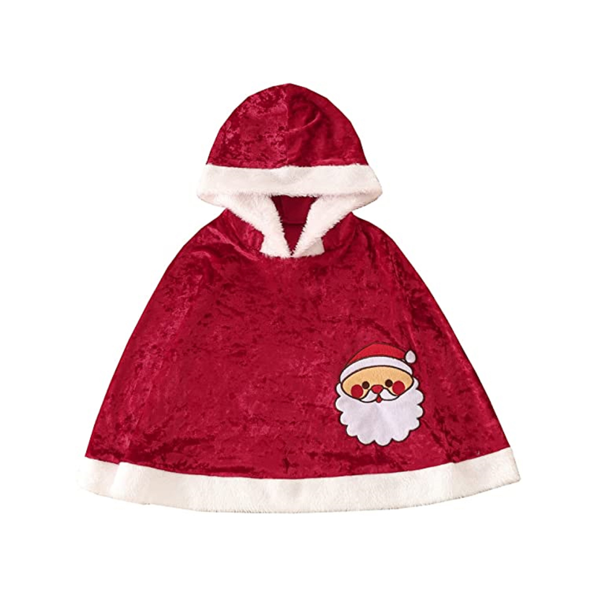 Kids Christmas Shawl Hat Set Santa Claus Cape Children Cloak Xmas