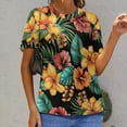 thumbnail image 6 of Nostalgic Vintage Floral Women's Short Sleeve T-Shirt Crew Neck Casual Summer Trendy Loose Fit Tops, 6 of 6
