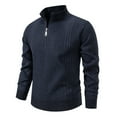 thumbnail image 2 of RMGVDSD Men's Quarter Zip Pullover Sweater Winter Stand Collar Zip Up Lined Slim Fit Knit Sweater Jacket Warm Casual Outwear Pullover Top Trendy Polo Sweater, 2 of 4