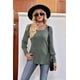 thumbnail image 5 of Blusas de Otoño para Mujer, Cuello Cuadrado Suave, Larga Tipo Farol, Botones Decorativos, Abertura Lateral, Suéter, Túnica, Camisa Verde L, 5 of 9