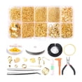 thumbnail image 1 of segolike Jewelry Making Kit Jump Rings Eye Pins Metal Ribbon Ends Jewelry Repair Tool Gold Set 2, 1 of 9