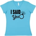 thumbnail image 3 of Inktastic I Said Yes with Engagement Ring Women's V-Neck T-Shirt, 3 of 5
