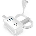 thumbnail image 2 of Portable Travel Power Strip with USB Ports – 3ft Flat Plug Extension Cord with 3 AC Outlets, 2 USB-A, 1 USB-C (20W), Cruise Ship Approved Compact Charging Station (white), 2 of 11