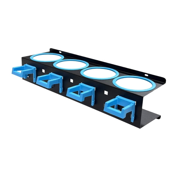 Estante de almacenamiento para botellas de spray con 5 ganchos, soporte para herramientas, soporte multifuncional, fácil de usar. 4 hoyos azules