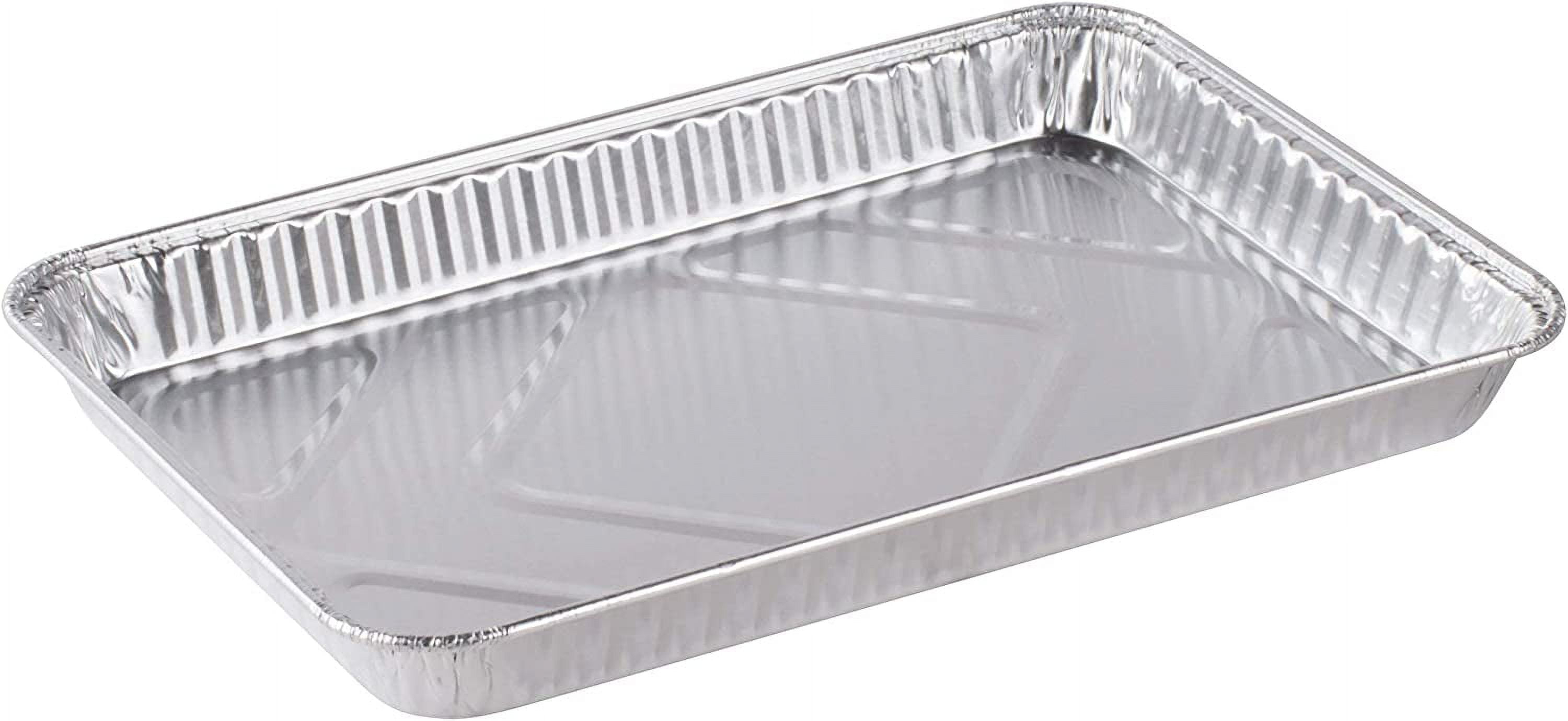 VeZee Full Size Disposable Aluminum Pans Cookie Sheet Baking Pans| Nonstick Durable Resuable Aluminum Foil Tray with Dome Lids.|5CT