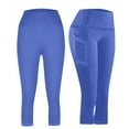 thumbnail image 4 of Running Capri Legging for Girls Slimming High Waisted Capris Leggings with Pockets Workout Travel Going Out Tights 9 Years, Blue, 4 of 6