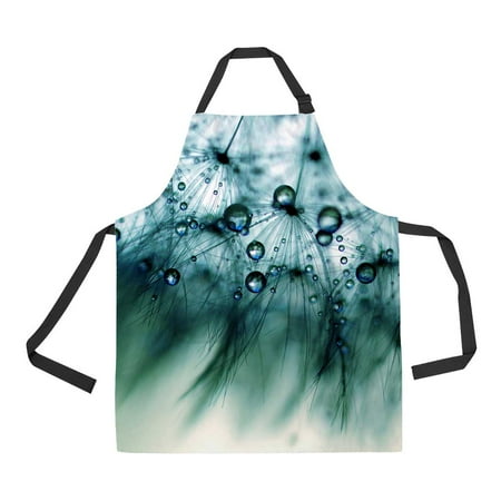 

PKQWTM Blue Dandelion With Droplets Unisex Adjustable Bib Apron with Pockets for Commercial Restaurant and Home Kitchen Use