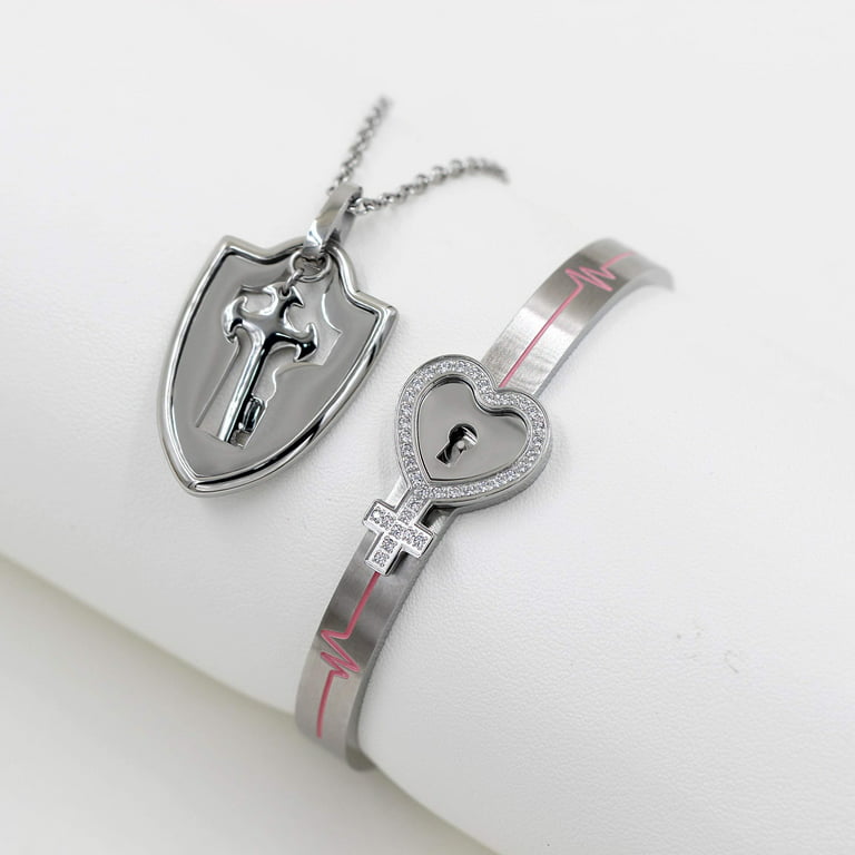 2023 New Trendy Heart Shape Key Lock Pendant Necklace Stainless
