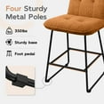 thumbnail image 3 of Solfway Bar Stools Set of 3, 26 inch Counter Height Bar Stools with Back, Modern Brown Velvet Bar Chairs for Kitchen Island with Metal Legs and Footrest, 3 of 7