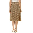 thumbnail image 3 of DARING DIVA Women's Elastic Waist A-Line Floral Print Midi Skirt S Brown Orange, 3 of 7