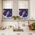 thumbnail image 3 of Cartoon Rocket Curtain Valances Set Cloud Space Stars Cute Planet Classic Kitchen Curtains 36&nbsp;inch Length Rod Pocket Valance and Tiers 3 Piece Set Small Bedroom Bathroom Laundry Decor, 3 of 9