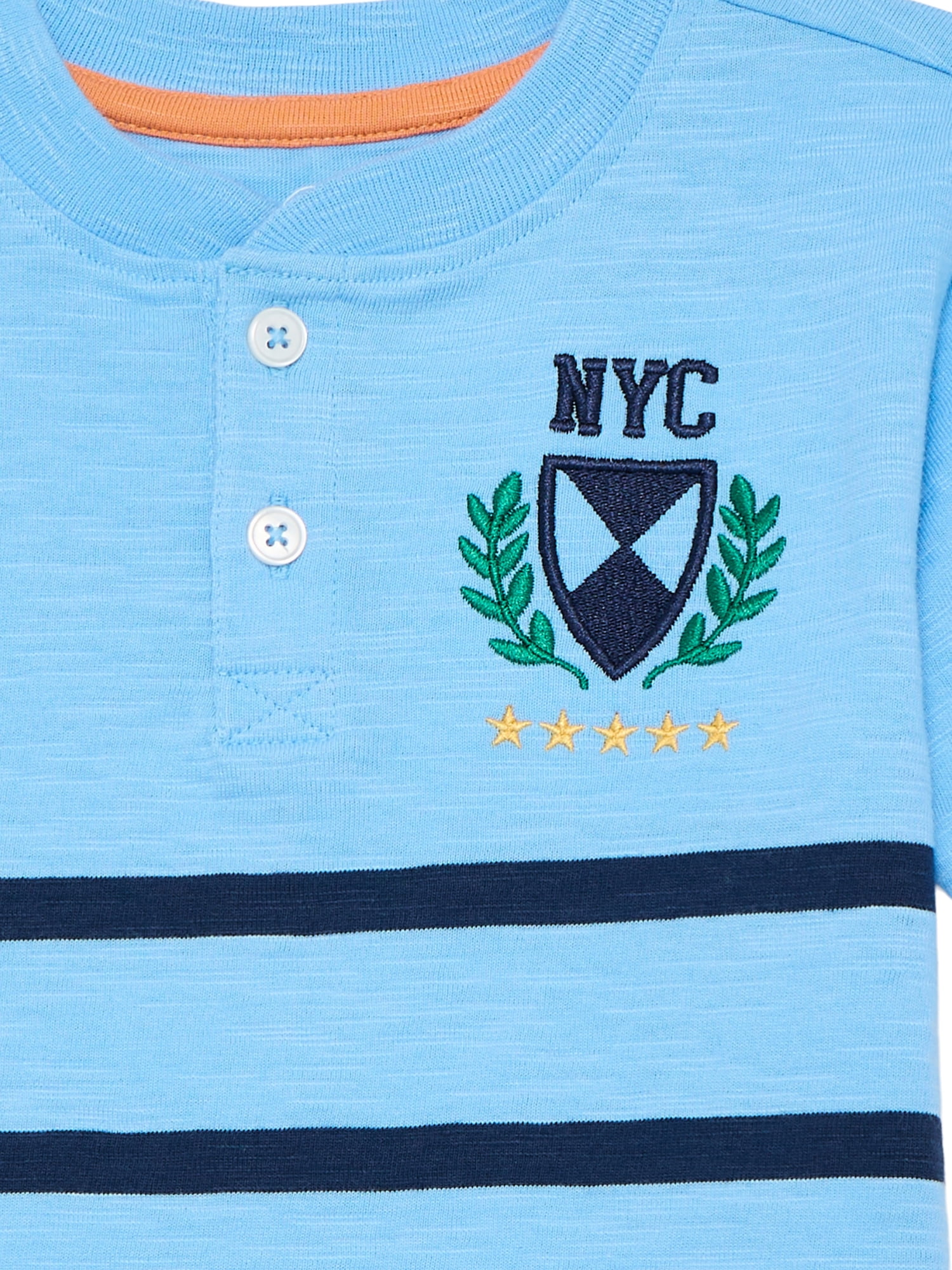 Wonder Nation Toddler Boy's Short Sleeve Striped Henley T-Shirt, Sizes 12M-5T