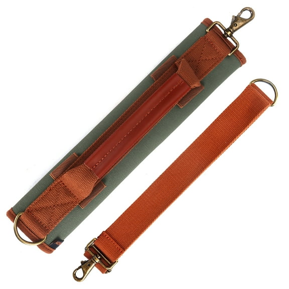 TOURBON Canvas Leather Golf Clubs Carrier Driving Range Holster Range Bag Strap Pack Green