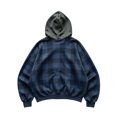 thumbnail image 5 of JIAYUE Men Zip Up Hoodie Stylish Plaid Color Block Oversize Long Sleeve With Pocket Sweatshirt Outerwear for Party Wear, 5 of 5