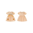 thumbnail image 2 of Cjfdfy Toddler Baby Girls Halloween Dress Thanksgiving Outfit Infant Baby Girls Summer Plaid Gingham Dress Fall Pumpkin Embroidered Doll Collar Puff Short Sleeve Dress, 2 of 9