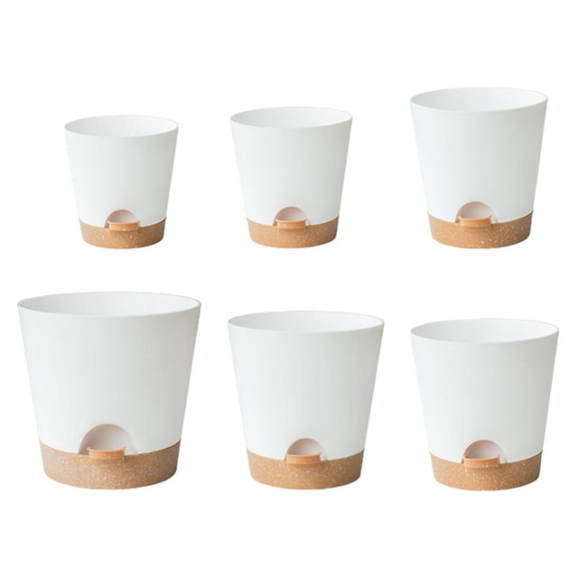6x Macetas de autorriego Cola con orificios de drenaje Maceta de 8/7/6.5/6/5.5/5 pulgadas Blanco Macetas de autorriego