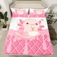 thumbnail image 2 of Manfei Girly Pink Axolotl Full Size Sheets, Sweet Ice Cream Bed Sheets, Teens Girls Kids Sheet Sets, Super Cozy Room Decor, 4pcs, 2 of 7