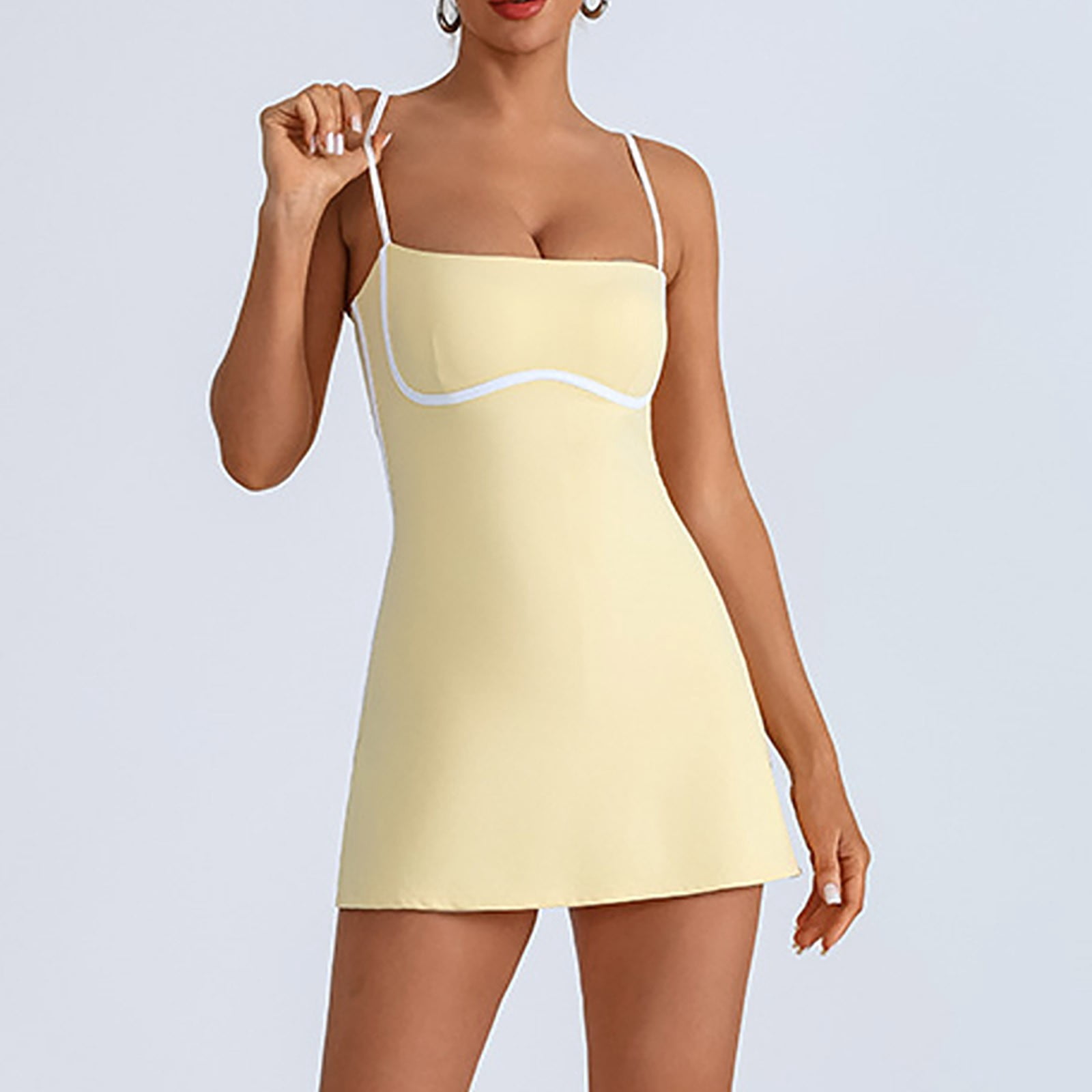 Jamsmile Womens Dress Sleeveless Spaghetti Strap Sleevless Summer Cami Dresses Casual Athletic Workout Training Dress