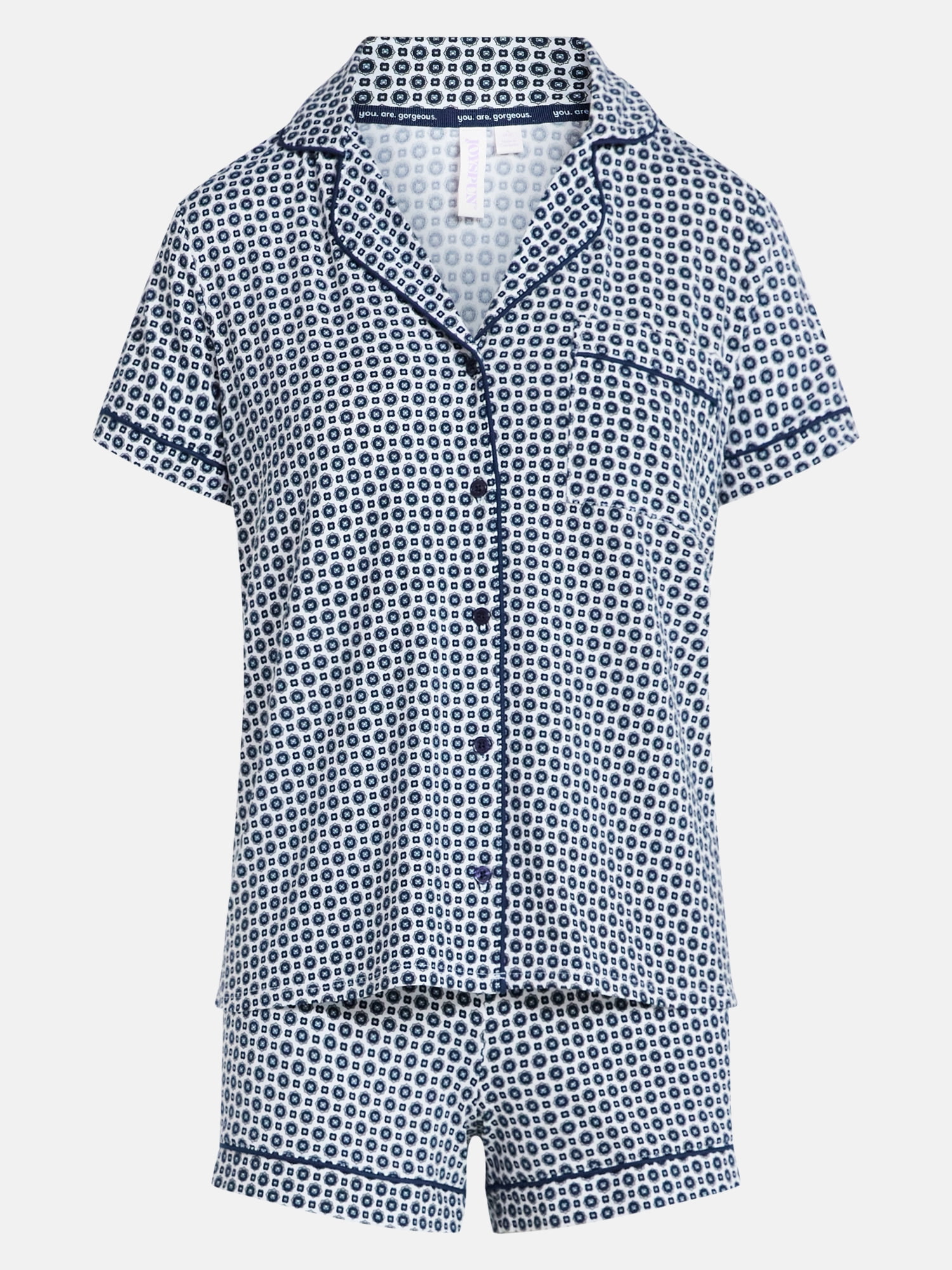 Joyspun Women's Dreamy Soft Collection Notch Collar Top and Shorts Pajama Set, 2-Piece, Sizes XS-3X
