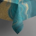 thumbnail image 3 of Teal Gold Wave Marble Pattern Rectangle Tablecloth 60"x84",Waterproof Polyester Rectangle Table Cloth, Wipeable Spillproof Polyester Tablecloth for Dining, Camping, Indoor and Outdoor, 3 of 5
