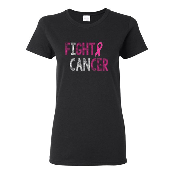 Fight Cancer Ribbon Womens Graphic T-Shirt, Black, Small