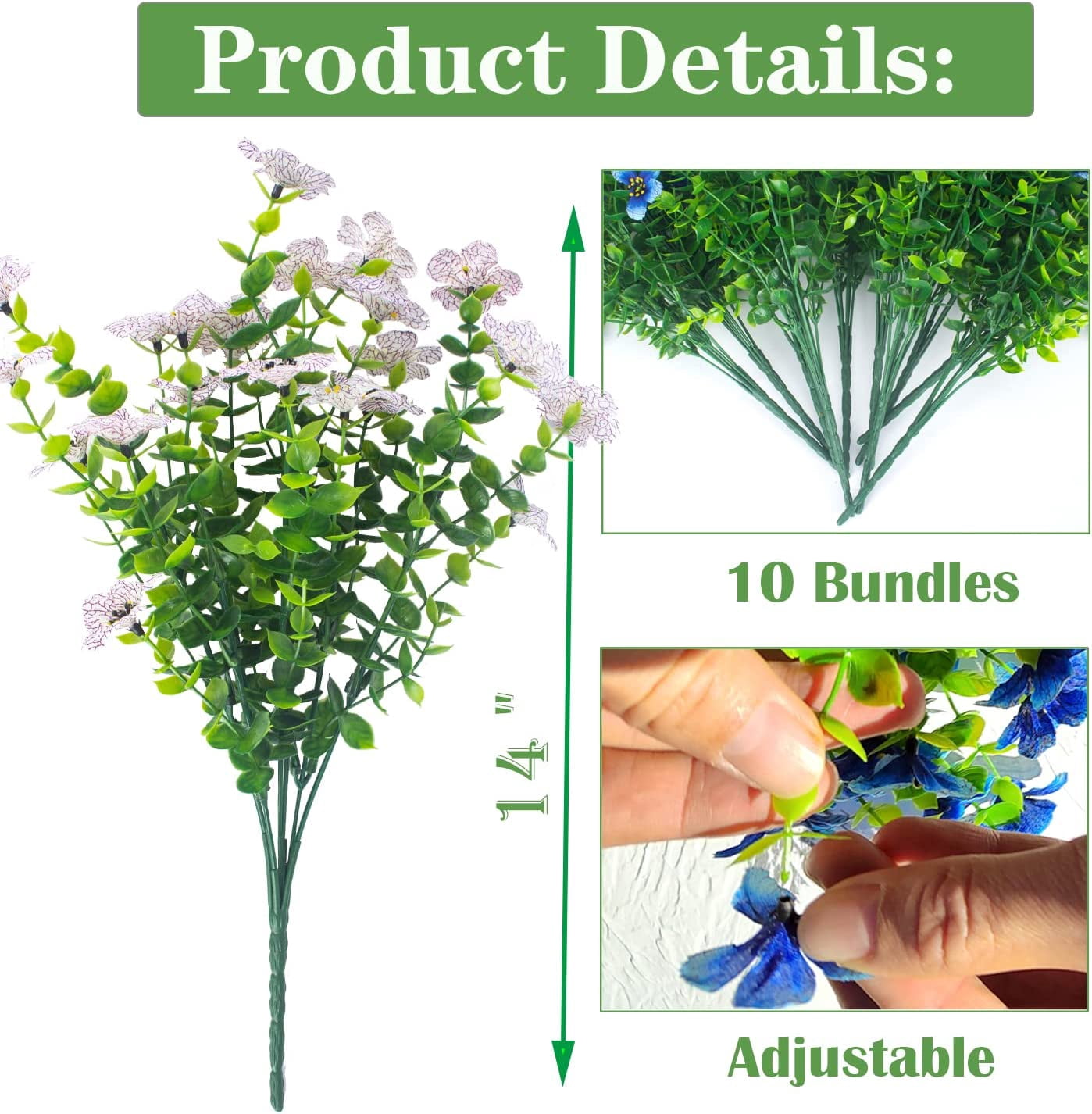 MAMOWEAR violets Artificial Flowers for Outdoor UV Resistant Faux Flowers No Fade Fake Plastic Plants Garden Porch Window Box Decorating