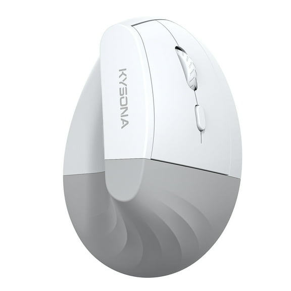KYSONA EM18 Wireless Ergonomic Vertical Mouse ā Silent Click, 5 DPI Levels, Bluetooth & 2.4G, Carpal Tunnel Friendly for PC, Mac, Winwods, White