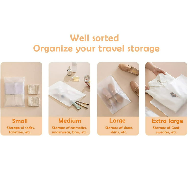 50 PCS Reusable Travel Storage Bags Clear Resealable Bags Plastic Ziplock  Bags Luggage Organiser Pouch Space Saver Storage for Clothes School Trip
