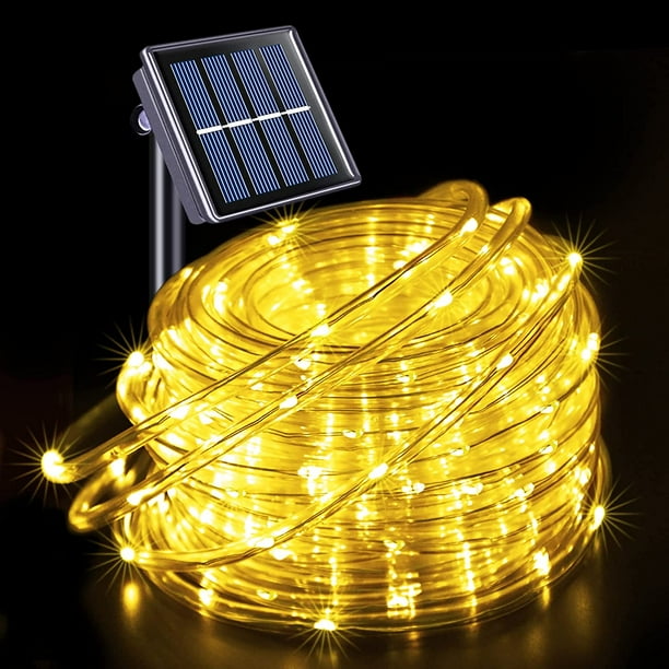YEOLEH 33ft 100 LED Solar String Rope Lights, 8 Modes Solar Rope Lights