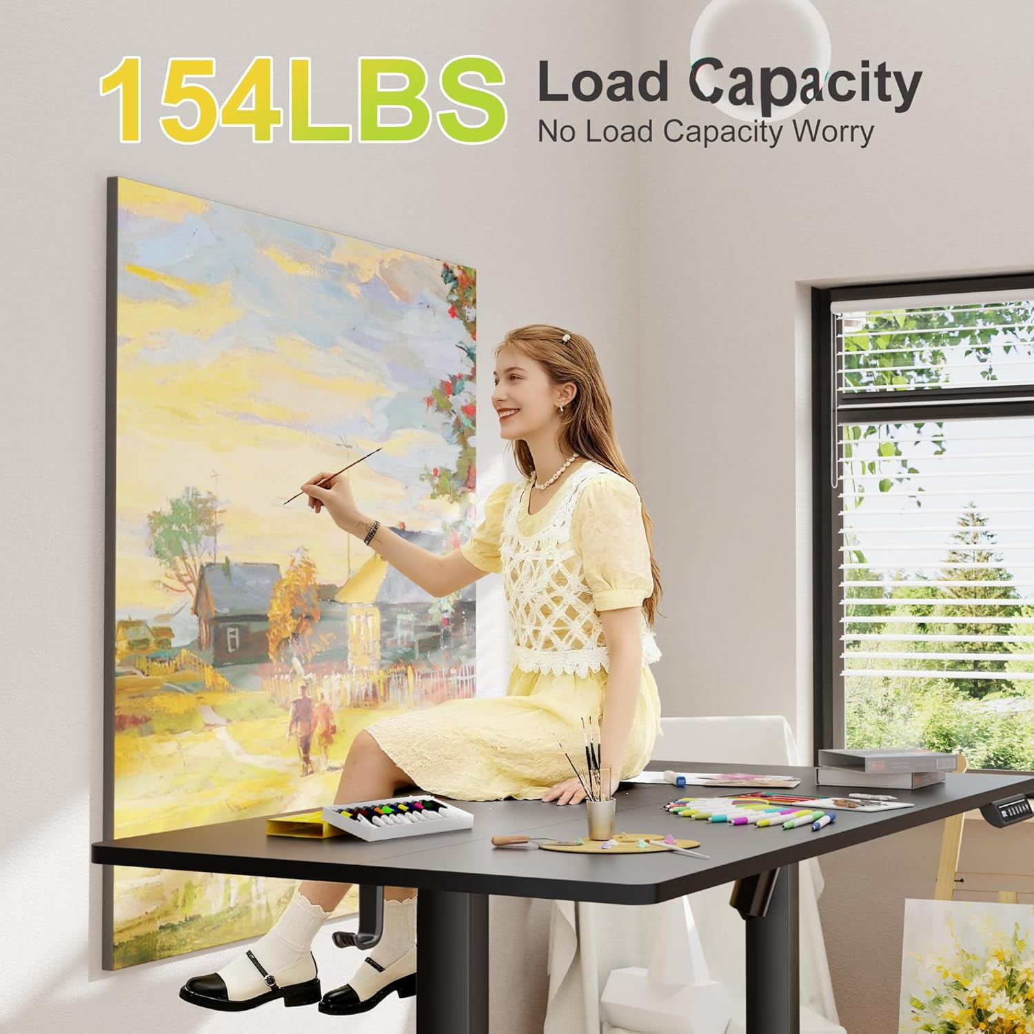 JessieMal Electric Standing Desk, 45 x 24 Inches Sit Stand up Desk, Sit Stand Height Adjustable Home Office Desk with 4 Height Position Memory - with Splice Board (Black, 45)