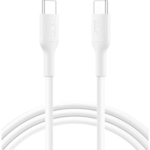 Belkin BoostCharge USB-C to USB-C Cable 60W (2M/6.6ft. 60W) - Soft, Flexible Fast-Charging Cable, Type C Charger Cord for iPhone 16 & 15 Series, Galaxy S25, MacBook, iPad Pro, & More