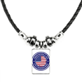 thumbnail image 1 of usa el día de la independencia bandera matasellos collar a mano colgante de cuerda de cuero Unbranded M, 1 of 3
