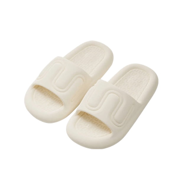 Xfvqtps Shower Shoes for Mens and Womens Slide Open Toe Pattern Thick Soft Sole Lightweight Non Slip Solid Color Indoor Beach EVA Slipper Beige